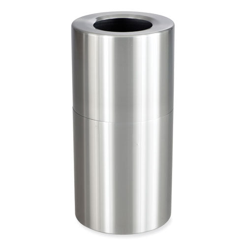 Single Recycling Receptacle, 20 Gal, Steel, Brushed Aluminum