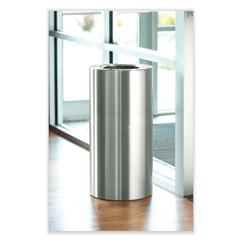 Single Recycling Receptacle, 20 Gal, Steel, Brushed Aluminum