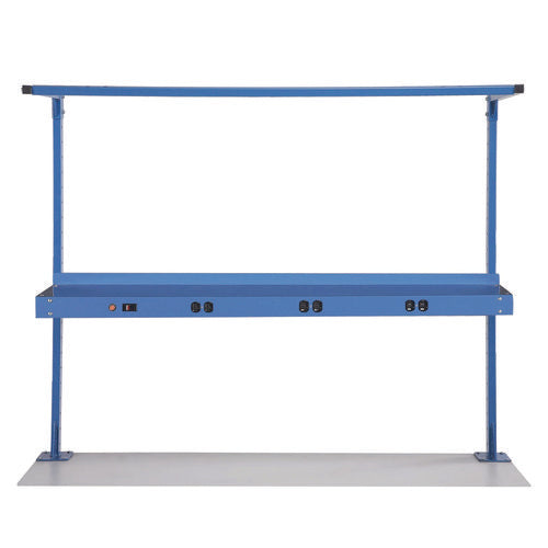 Upper Workbench Shelf, 6 Single Outlets, For Use With 60" Wide Workbenches, 100 Lb Weight Capacity