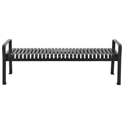 Steel Slat Flat Bench, 70" X 24" X 24.25", Black Seat, Black Base