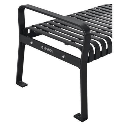 Steel Slat Flat Bench, 70" X 24" X 24.25", Black Seat, Black Base