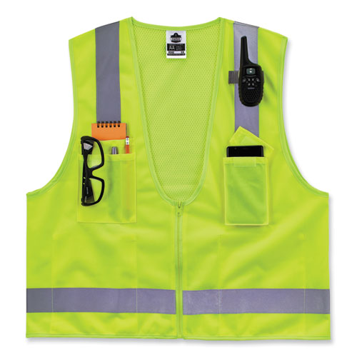 Glowear 8249z-s Single Size Class 2 Economy Surveyors Zipper Vest, Polyester, Medium, Lime