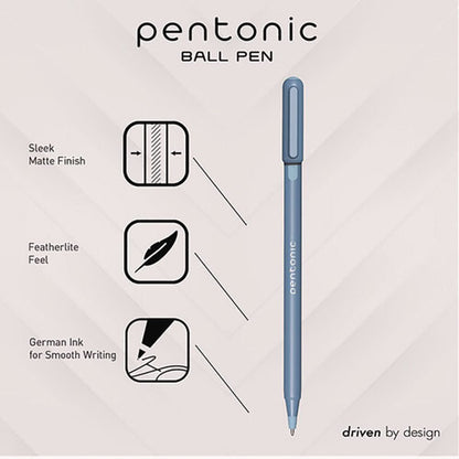 Pentonic Frost Pen, Stick, Fine 0.7 Mm, Blue Ink, Frosted Blue Barrel, 10/pack