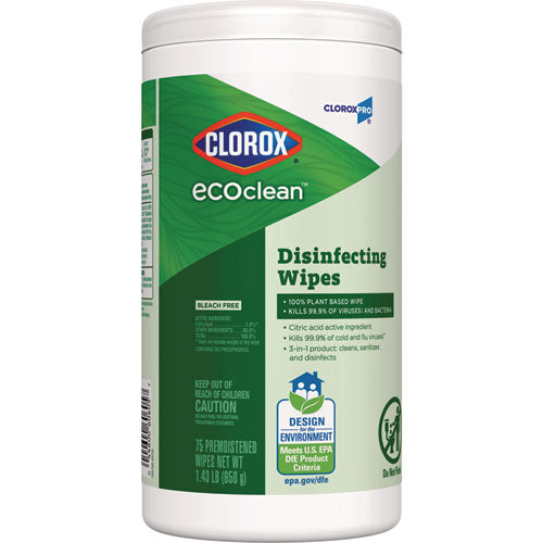 Ecoclean Disinfecting Wipes, 1-ply, 8 X 7, Unscented, White