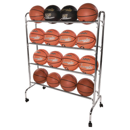 Powder-coated Ball Cart, Metal, 132 Lb Capacity, 17 X 41 X 53, Silver