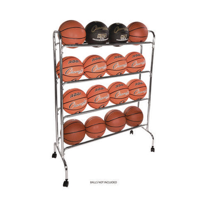 Powder-coated Ball Cart, Metal, 132 Lb Capacity, 17 X 41 X 53, Silver