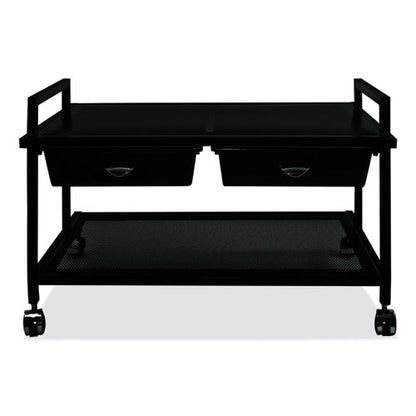 Underdesk Machine Stand With Drawers, 25.3w X 15.8d X 15.4h, Black