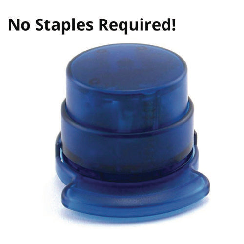 Staple-free Stapler, 5-sheet Capacity, 0.5" Throat Depth, Blue, 24/carton