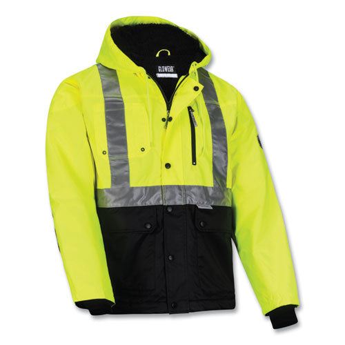 Glowear 8275 Class 2 Heavy-duty Hi-vis Workwear Sherpa Jacket, 4x-large, Lime