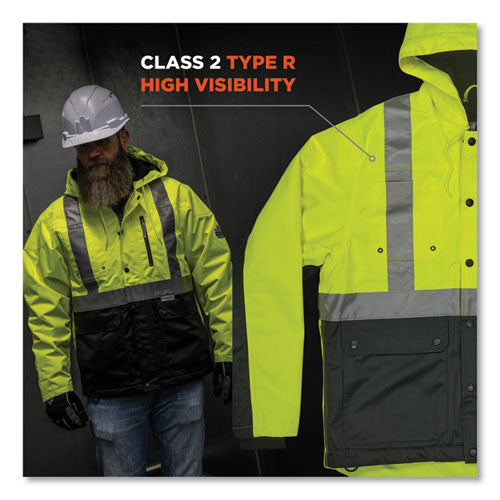 Glowear 8275 Class 2 Heavy-duty Hi-vis Workwear Sherpa Jacket, 4x-large, Lime