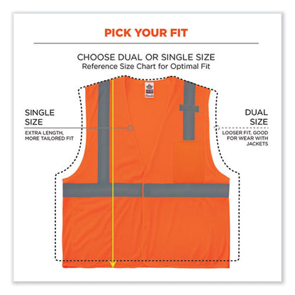 Glowear 8210hl Class 2 Economy Mesh Hook And Loop Vest, Polyester, Small/medium, Orange