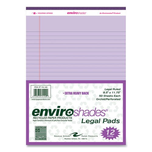 Enviroshades Legal Notepads, 50 Orchid 8.5 X 11.75 Sheets, 36 Notepads/carton