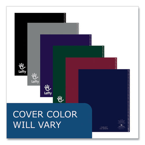 Lefty Notebook, 1 Subject, College Rule, Randomly Assorted Cover Color, (100) 11 X 9 Sheets. 24/carton