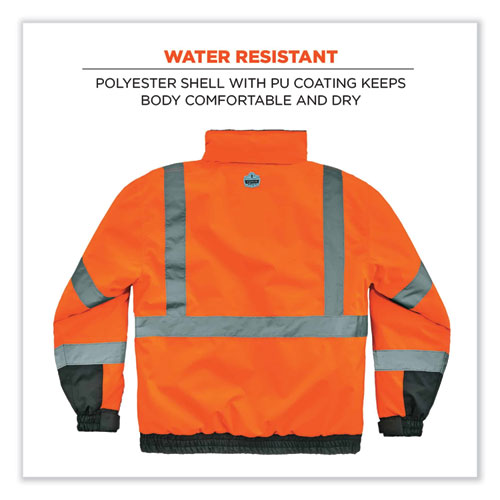 Glowear 8377 Class 3 Hi-vis Quilted Bomber Jacket, Orange, 3x-large