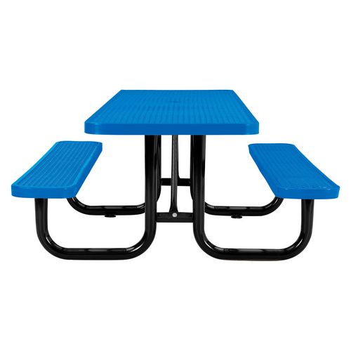 Ada Compliant Expanded Steel Picnic Table, Rectangular, 96 X 60 X 29.5, Blue Top And Base