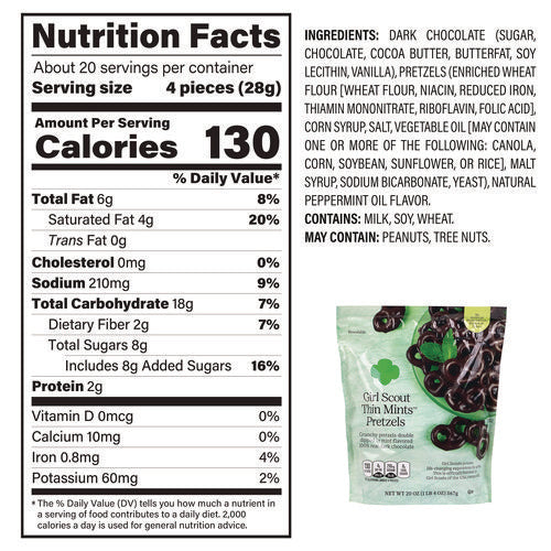 Thin Mints Pretzels, Mint Chocolate, 20 Oz Bag