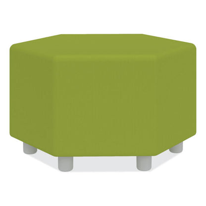 Learn 30" Hexagon Vinyl Ottoman, 30" X 30" X 18", Green