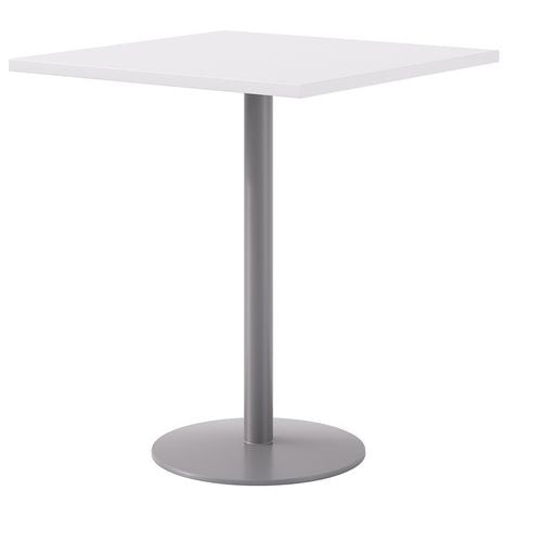 Pedestal Bistro Table With Four Espresso Jive Series Barstools, Square, 36 X 36 X 41, Designer White