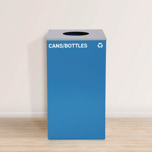 29 Gallon Trash/recycling Cans, Steel, Blue Cans/bottles Recycling Can With Circle Lid