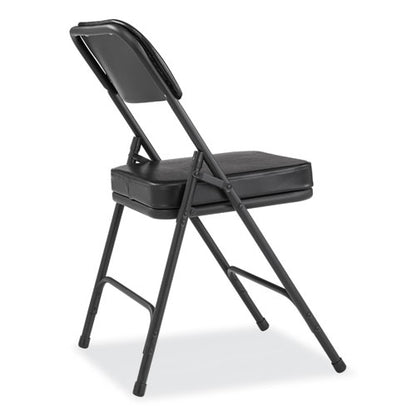 3200 Series 2" Vinyl Upholstered Double Hinge Folding Chair, Supports Up To 300 Lb, 18.5" Seat Height, Black, 2/carton