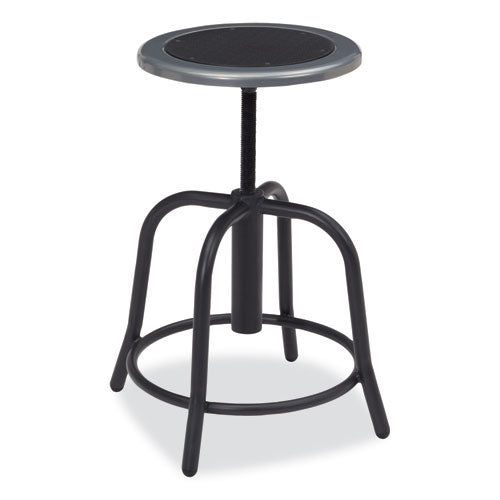 6800 Series Height Adjustable Metal Seat Swivel Stool, Supports Up To 300 Lb, 18" To 24" Seat Height, Black Seat/base