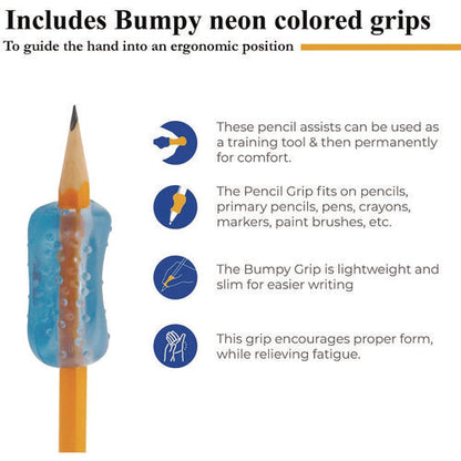 Bumpy Pencil Grip. 0.6" Long, Assorted Neon Colors, 72/carton