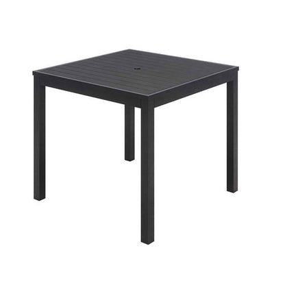 Eveleen Outdoor Patio Table With Four Black Powder-coated Polymer Chairs, Square, 35", Black