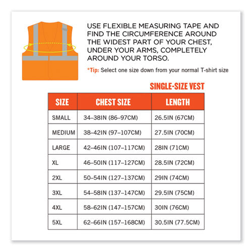 Glowear 8215ba-s Single Size Class 2 Economy Breakaway Mesh Vest, Polyester, 5x-large, Orange