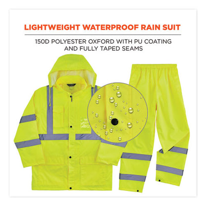 Glowear 8376k Lightweight Hv Rain Suit, Large, Lime