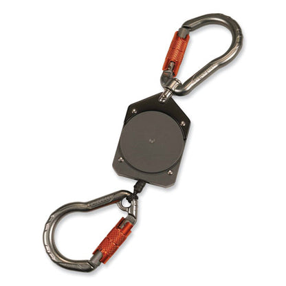 Squids 3003 Retractable Lanyard With Two Carabiners, 2 Lb Max Working Capacity, 8" To 48"long, Gray