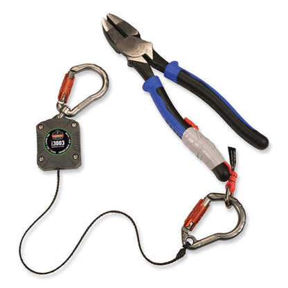 Squids 3003 Retractable Lanyard With Two Carabiners, 2 Lb Max Working Capacity, 8" To 48"long, Gray