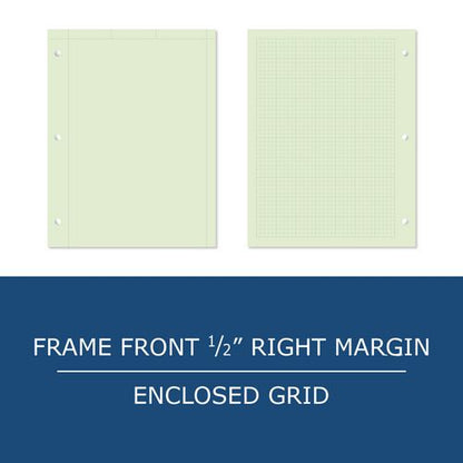 Covered Engineering Pad, 5 Sq/in Quadrille Rule, 80 Green 8.5 X 11 Sheets, 24/carton