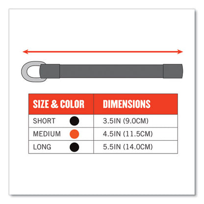 Squids 3700 Nylon Webbing Tool Tails With D-rings, 2 Lb Max Working Capacity, 3.5" Long, Black, 6/pack, 10 Packs/carton