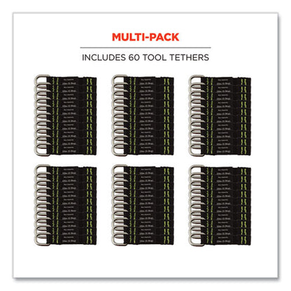 Squids 3700 Nylon Webbing Tool Tails With D-rings, 2 Lb Max Working Capacity, 3.5" Long, Black, 6/pack, 10 Packs/carton