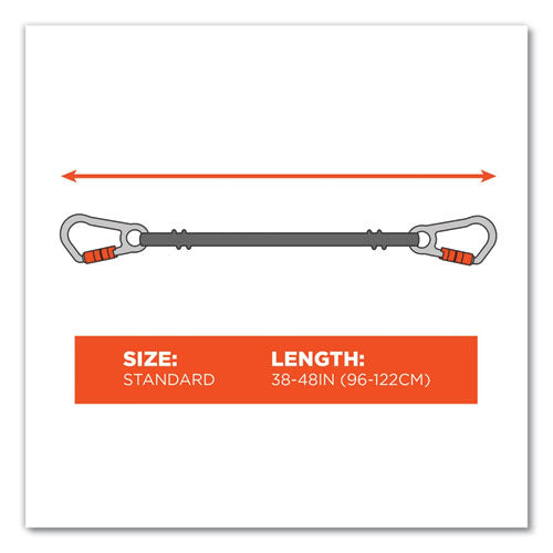 Squids 3111f(x) Tool Lanyard With Stainless Steel Carabiners,15 Lb Max Working Capacity, 38" To 48" Long, Orange/gray