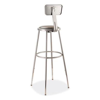 6400 Series Height Adjustable Heavy Duty Padded Stool With Backrest, Supports 300 Up To Lb, 32" To 39" Seat Height, Gray