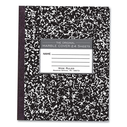 Flexible Cover Composition Notebook, Wide/legal Rule, Black Marble Cover, (100) 8.5 X 7 Sheets, 144/carton