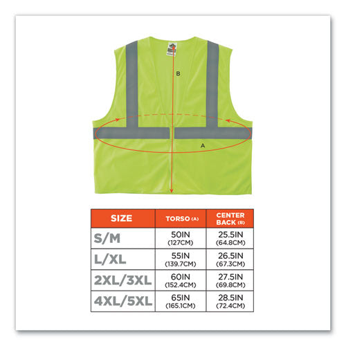 Glowear 8205z Class 2 Super Economy Mesh Vest, Polyester, Lime, 4x-large/5x-large