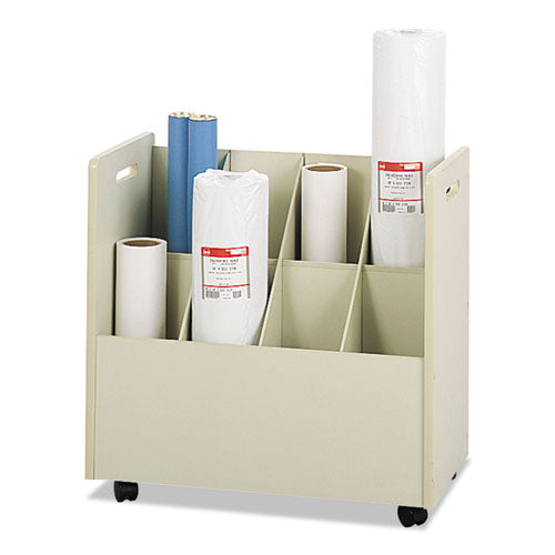 Laminate Mobile Roll Files, 8 Compartments, 30.13w X 15.75d X 29.25h, Putty