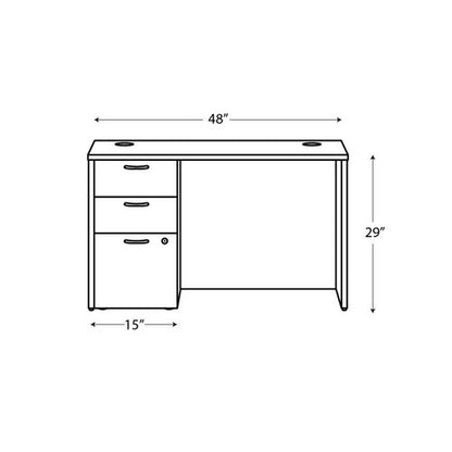 Mod Single Pedestal Desk Bundle, 48" X 30" X 29", Java Oak