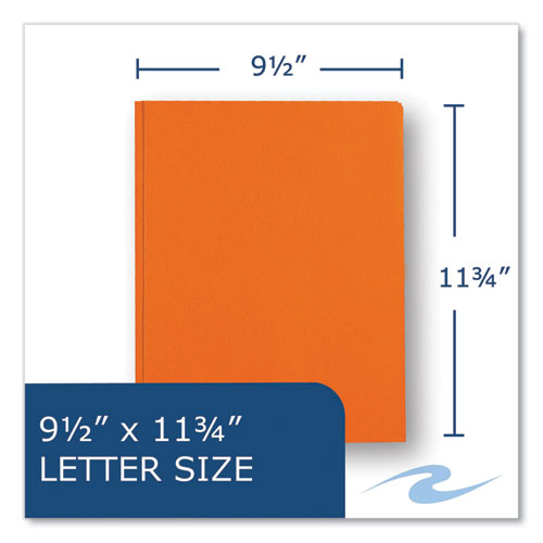 Pocket Folder With 3 Fasteners, 0.5" Capacity, 11 X 8.5, Orange, 25/box, 10 Boxes/carton