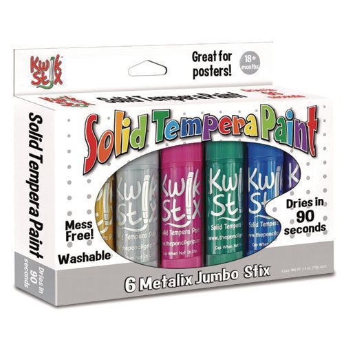 Kwik Stick Tempera Paint, 6 Assorted Metallic Colors, 6/pack, 12 Packs/carton