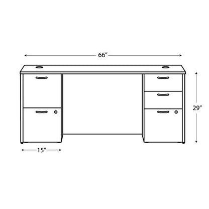 Mod Double Pedestal Desk Bundle, 66" X 30" X 29", Traditional Mahogany