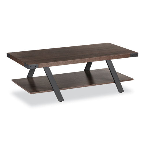 Coffee Table, Rectangular, 48 X 23.75 X 16, Southern Tobacco Top, Black Base