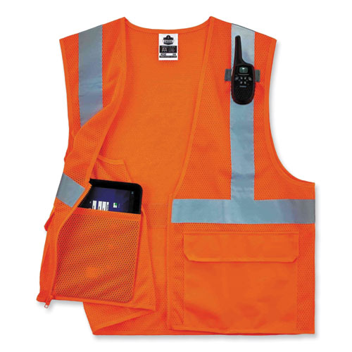 Glowear 8220z Class 2 Standard Mesh Zipper Vest, Polyester, Large/x-large, Orange