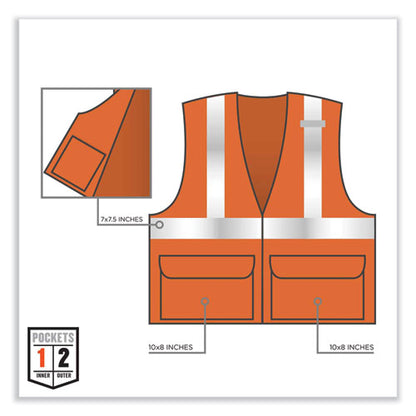 Glowear 8220z Class 2 Standard Mesh Zipper Vest, Polyester, Large/x-large, Orange