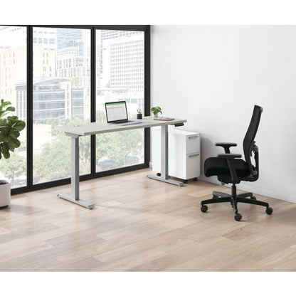 Coordinate Height Adjustable Desk Bundle 2-stage, 70" X 22" X 27.75" To 47", Silver Mesh\silver