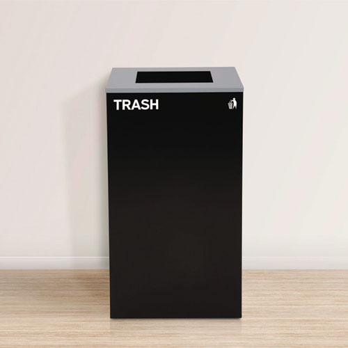 29 Gallon Trash/recycling Cans, Steel, Blue Cans/bottles Recycling With Mixed Lid, Black Trash Can With Square Lid