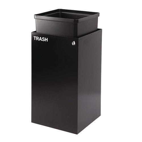 29 Gallon Trash/recycling Cans, Steel, Black Trash Can With Square Lid