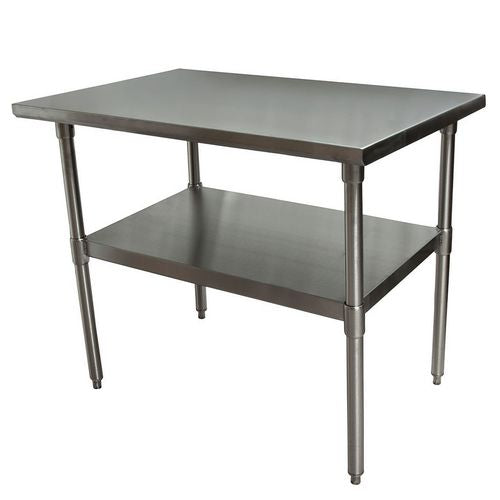 Stainless Steel Flat Top Work Tables, 48w X 24d X 36h, Silver, 2/pallet